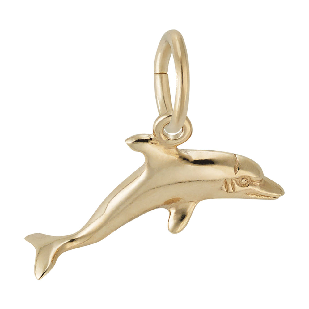 Gold Dolphin Charm facing right