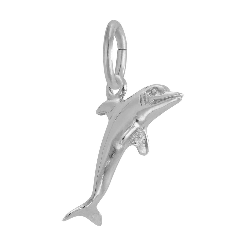 Silver Dolphin Charm 3/4 view