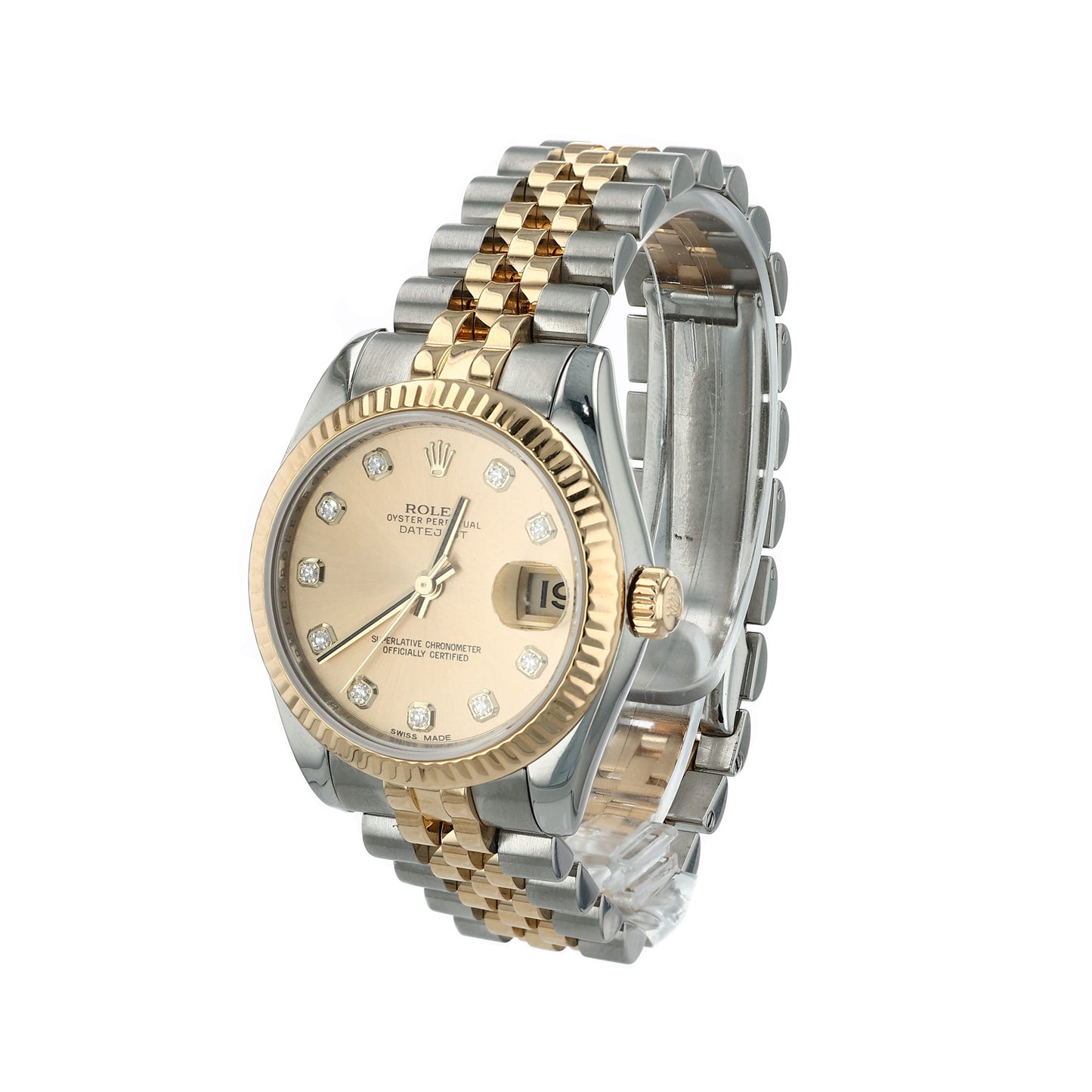 Estate Rolex Two Tone Ladies OPDJ Champagne Diamond Dial 178273 W/Box & Card C.2015