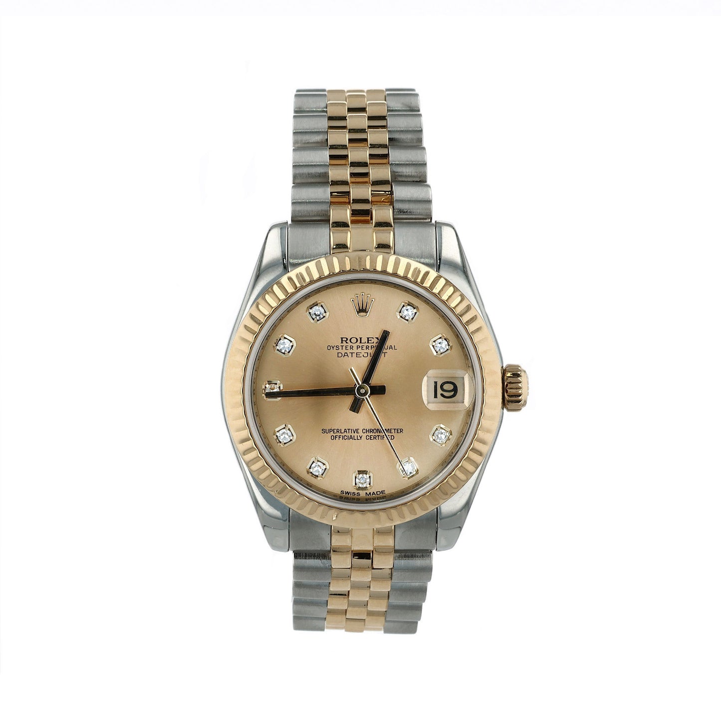 Estate Rolex Two Tone Ladies OPDJ Champagne Diamond Dial 178273 W/Box & Card C.2015