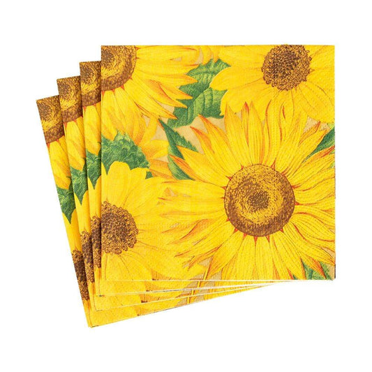 Caspari Sunflowers Paper Cocktail Napkins - Set of 20