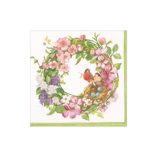 Caspari Spring Wreath Paper Cocktail Napkins