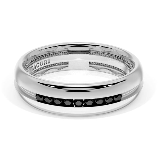 Tacori Platinum Rounded High Polish Black Diamond Wedding Band