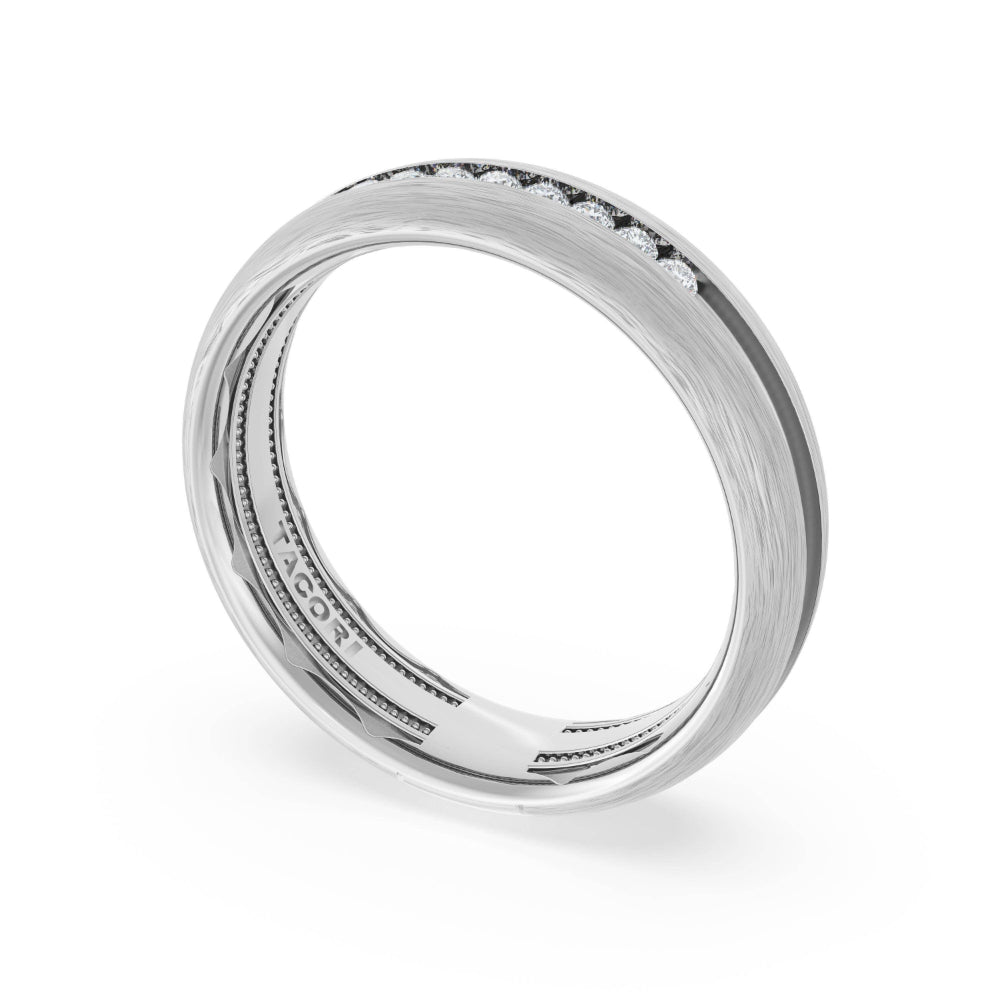 Tacori 18k Gold Rounded Brush Finish Diamond Wedding Band