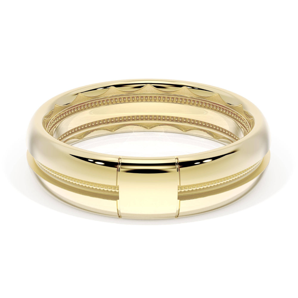 Tacori 18k Gold Men's High Polish Wedding Band with Diamonds