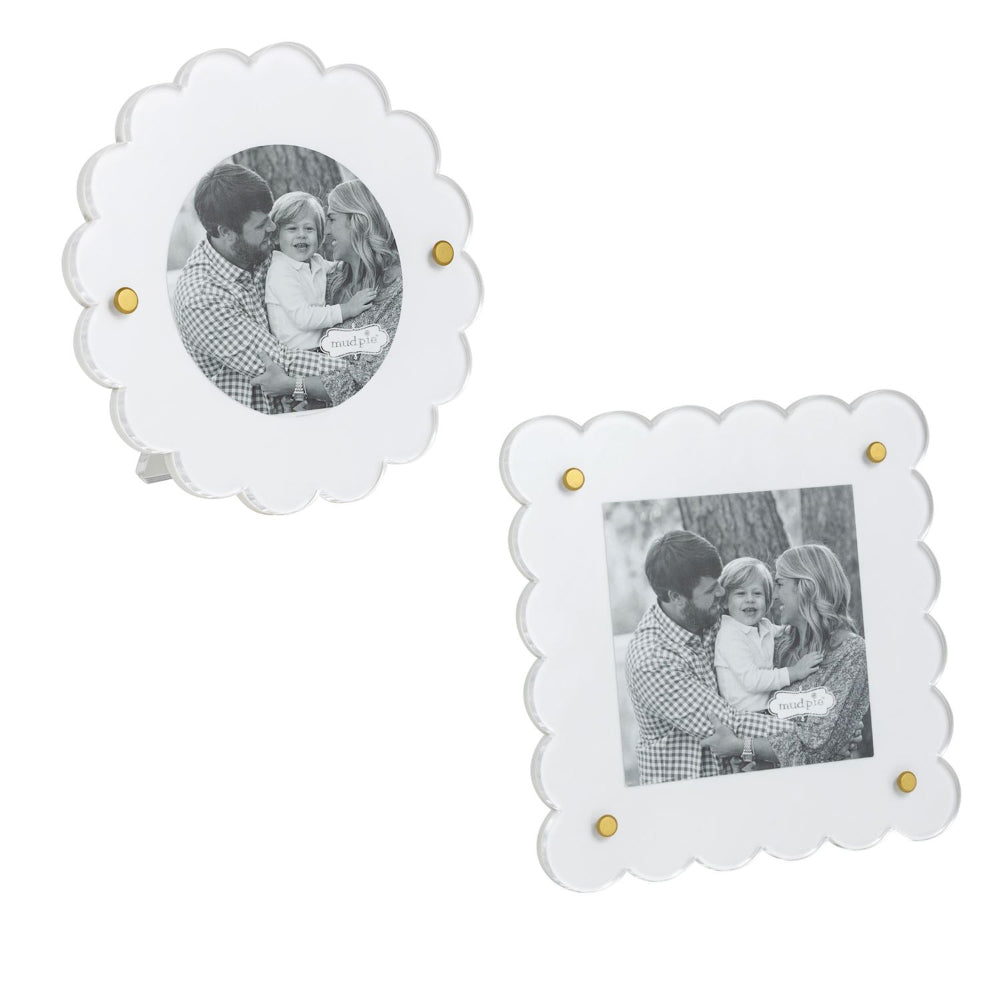 Mud Pie Mini White Scallop Frames