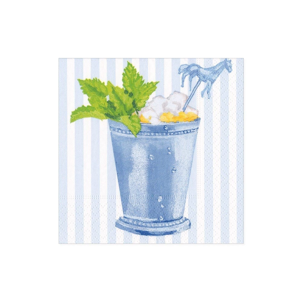 Caspari Mint Julep Paper Cocktail Napkins in Blue