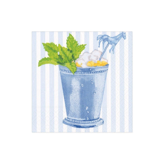 Caspari Mint Julep Paper Cocktail Napkins in Blue