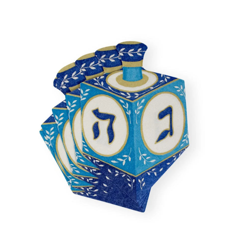 Caspari Dreidel Die-Cut Paper Linen Luncheon Napkins - Package of 15
