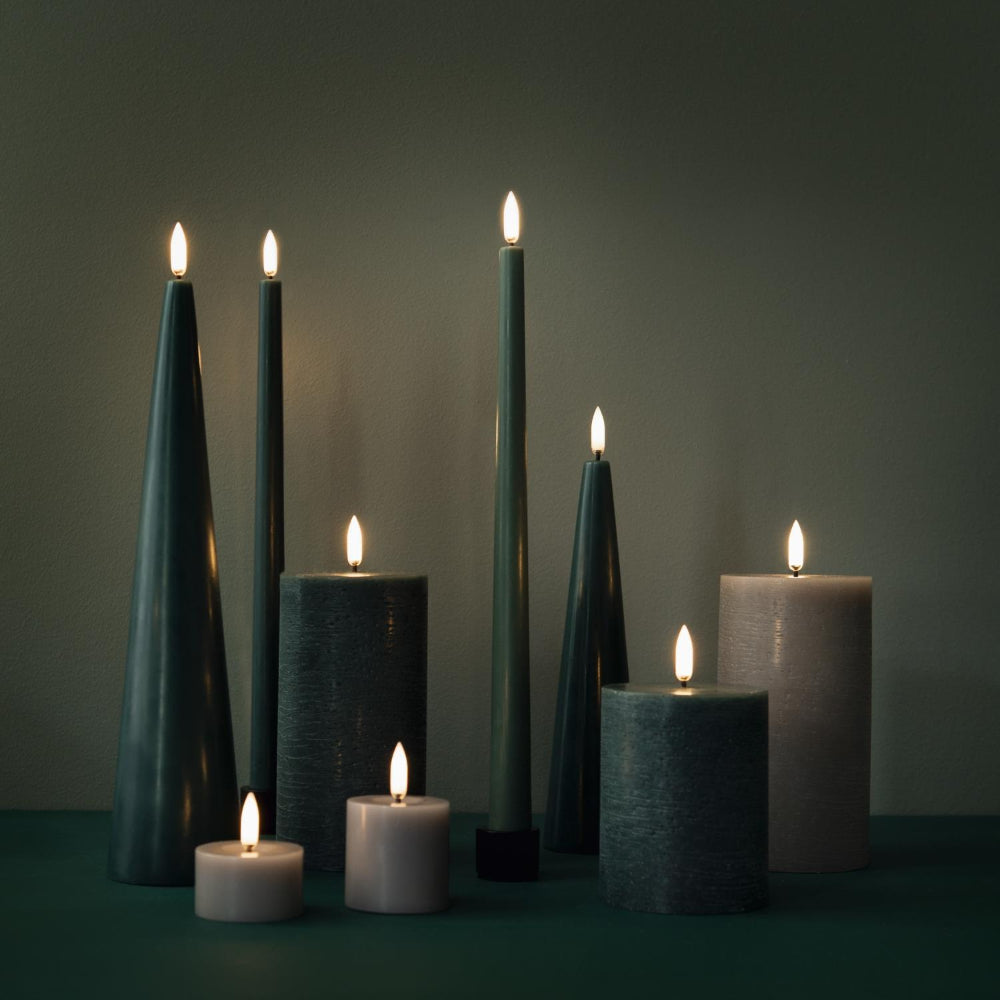 Uyuni Lighting Rustic LED Pillar Candle - Pine Green
