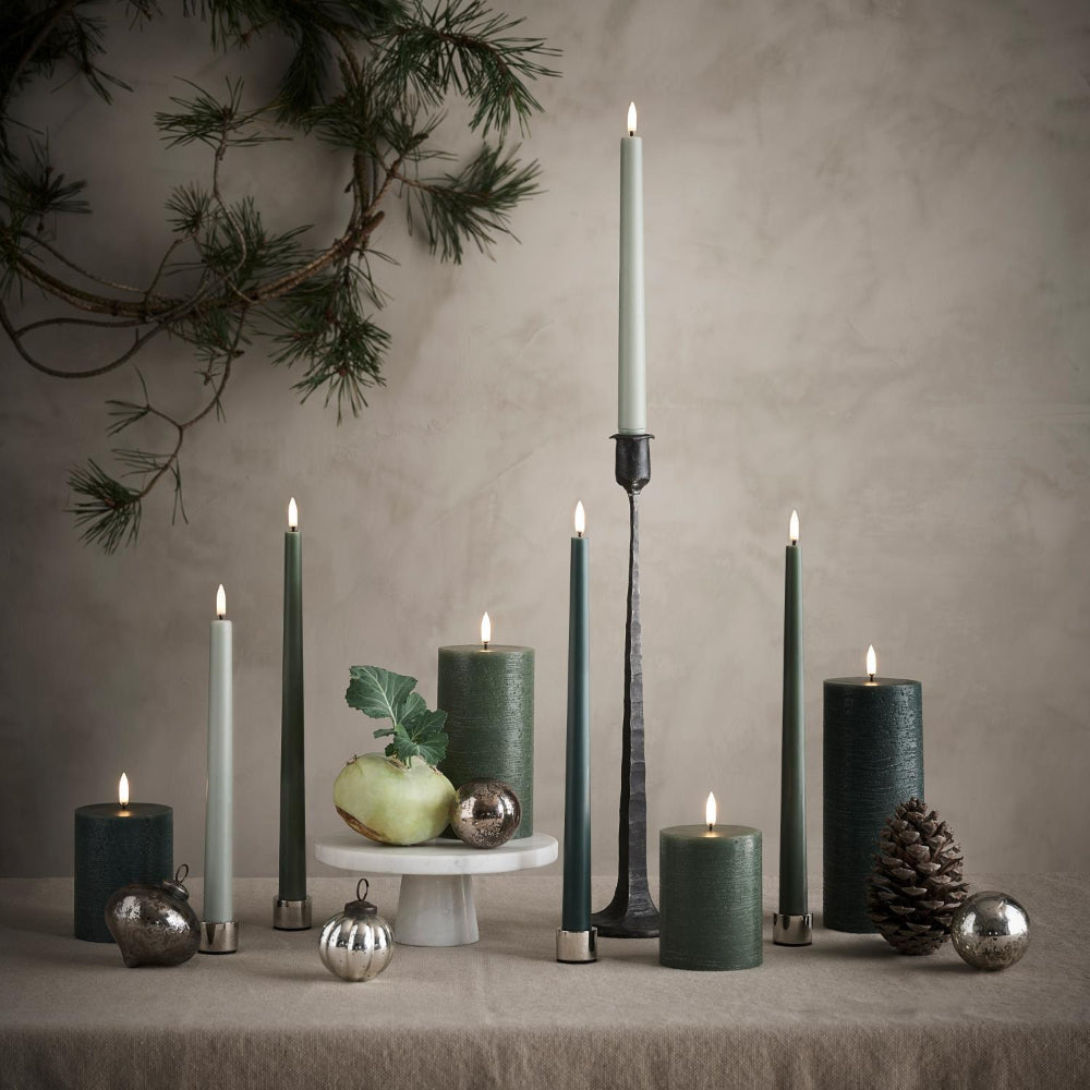 Uyuni Lighting Rustic LED Pillar Candle - Pine Green