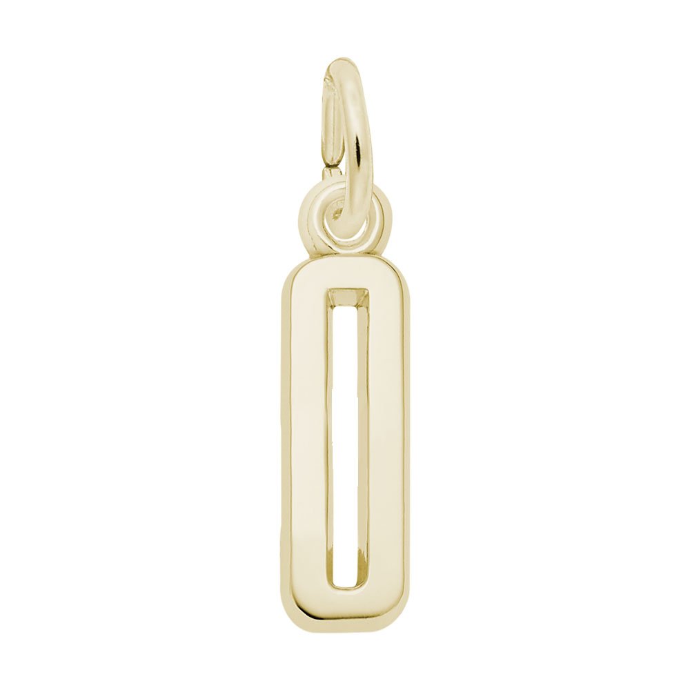 Gold 0 charm on a white background