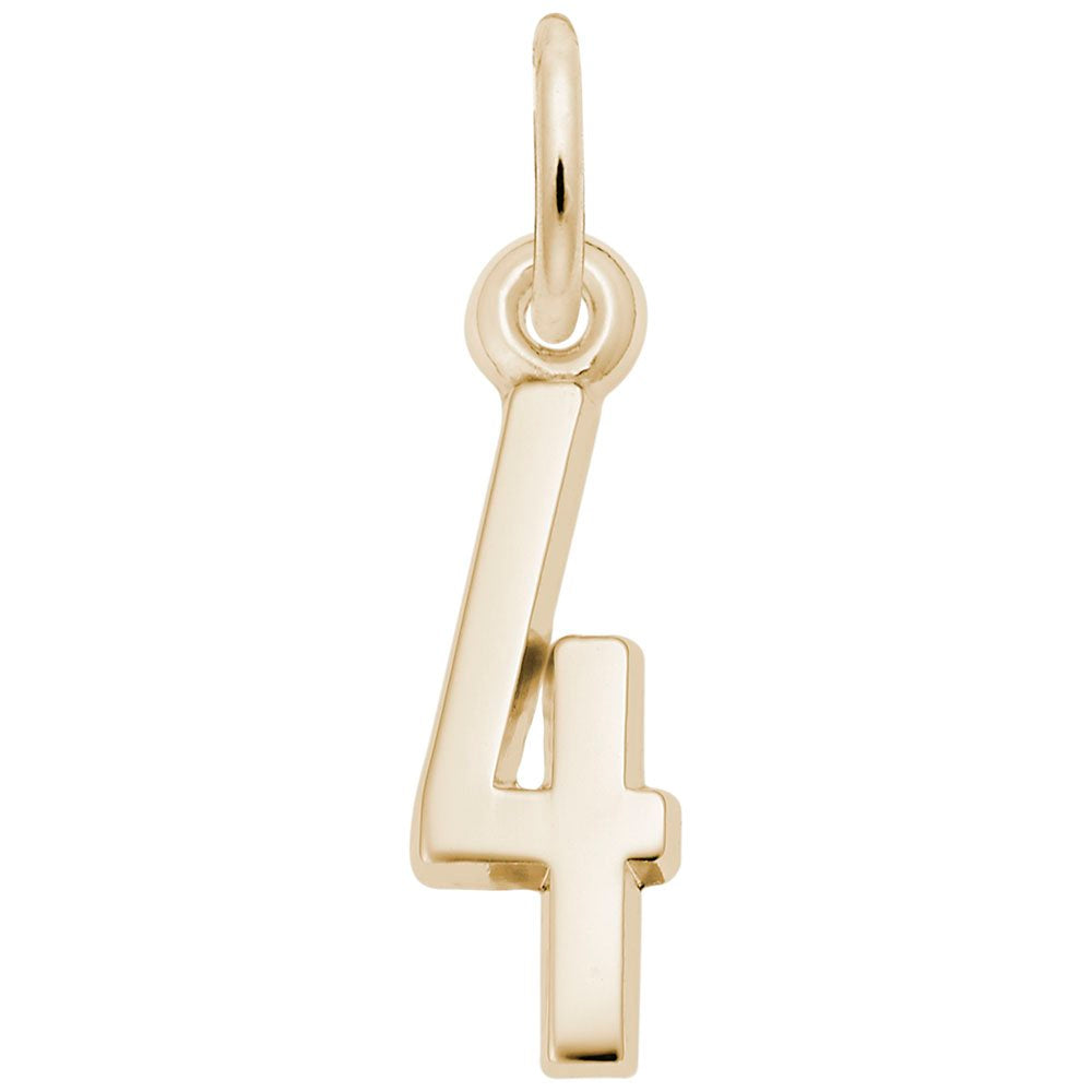 Gold 4 charm on a white background
