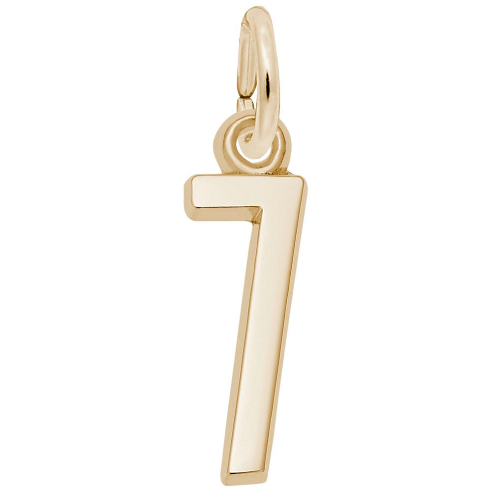 Gold 7 charm on a white background
