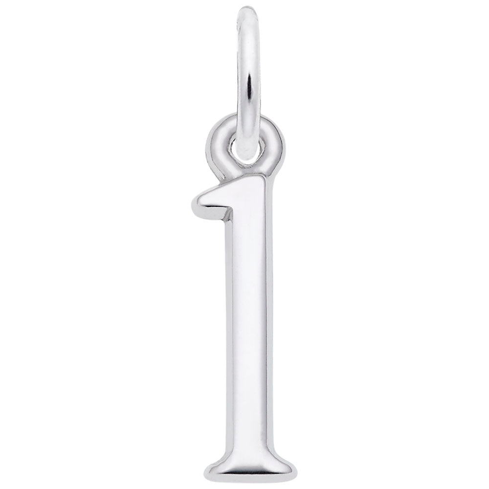 Silver 1 Charm on a White background
