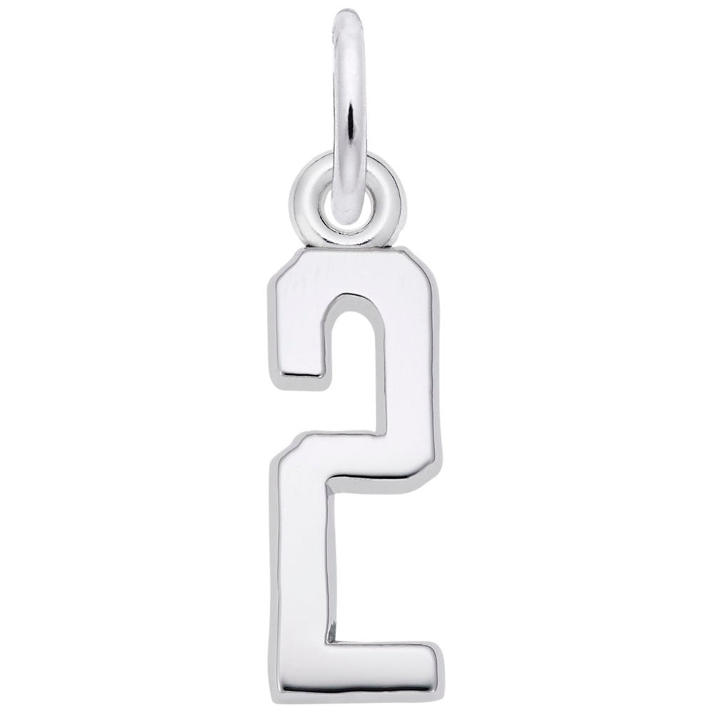 Silver 2 Charm on a White background