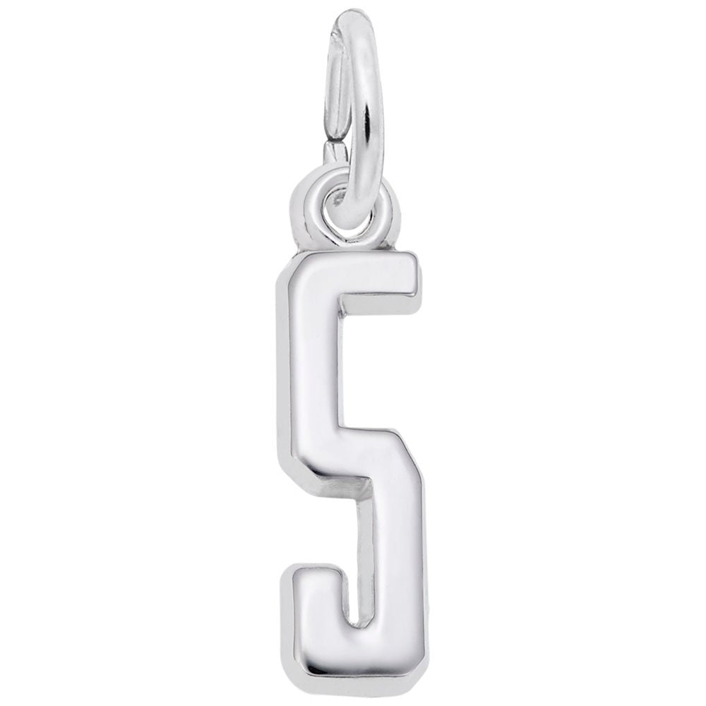 Silver 5 charm on a white background
