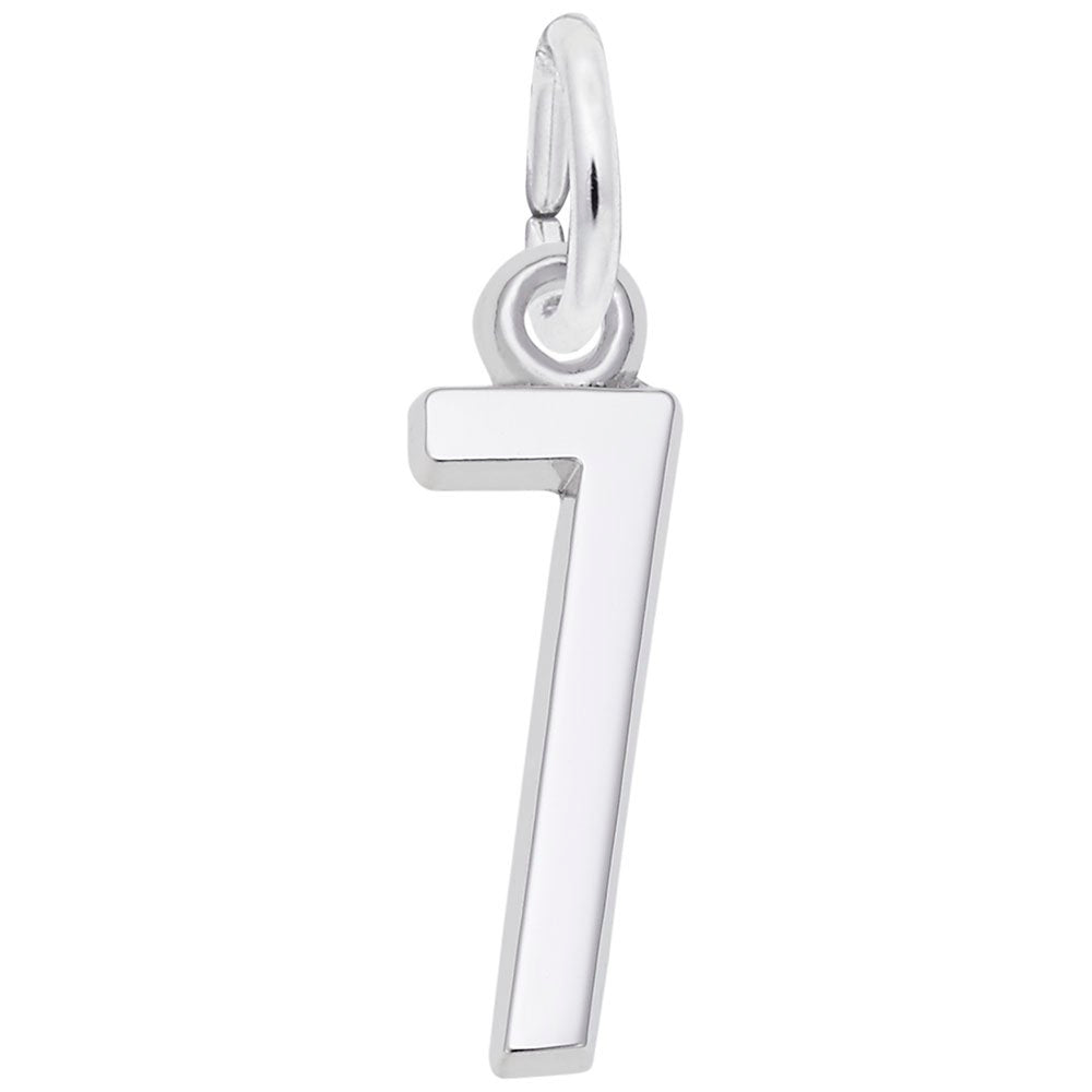 Silver 7 charm on a white background