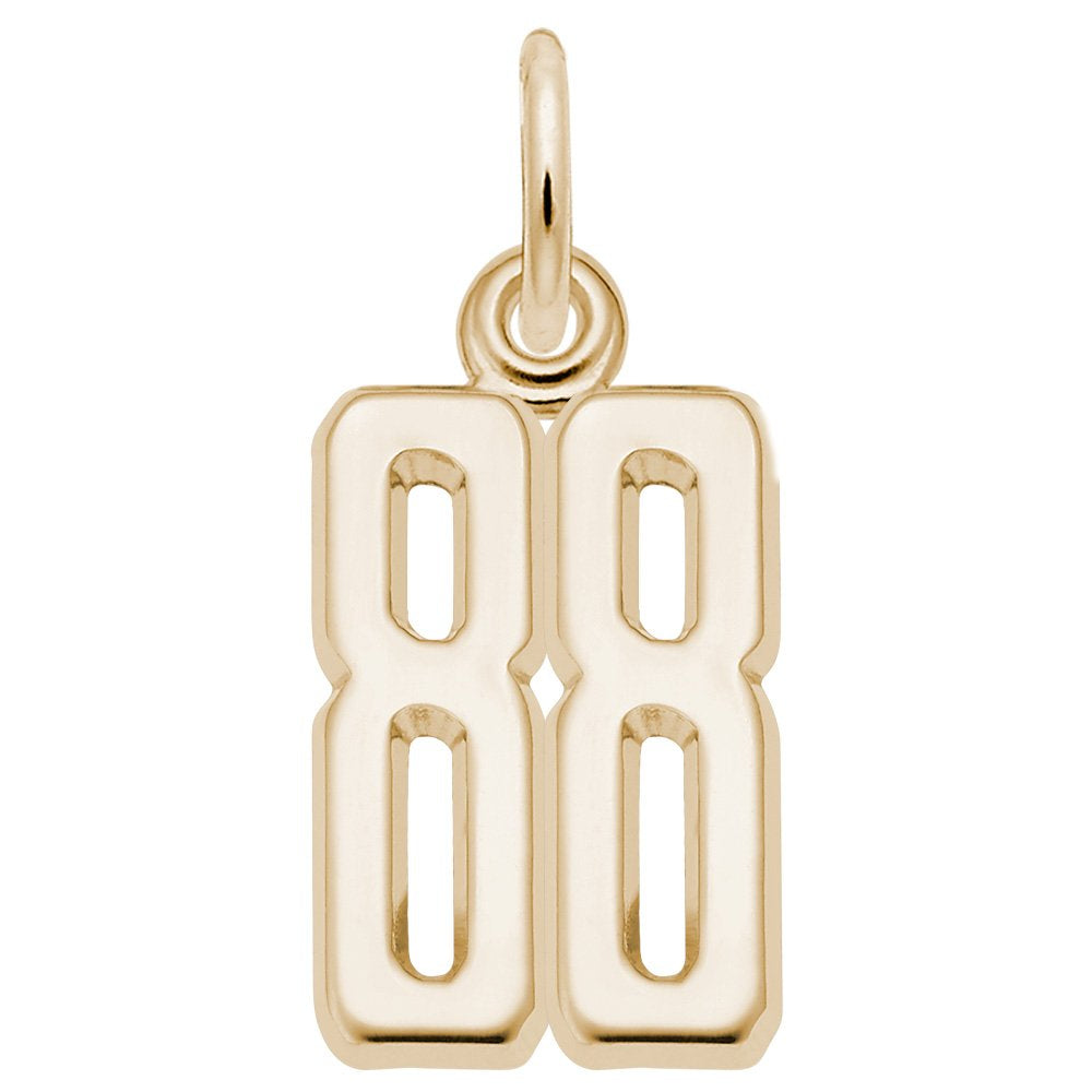 Gold number '88' charm on a white background