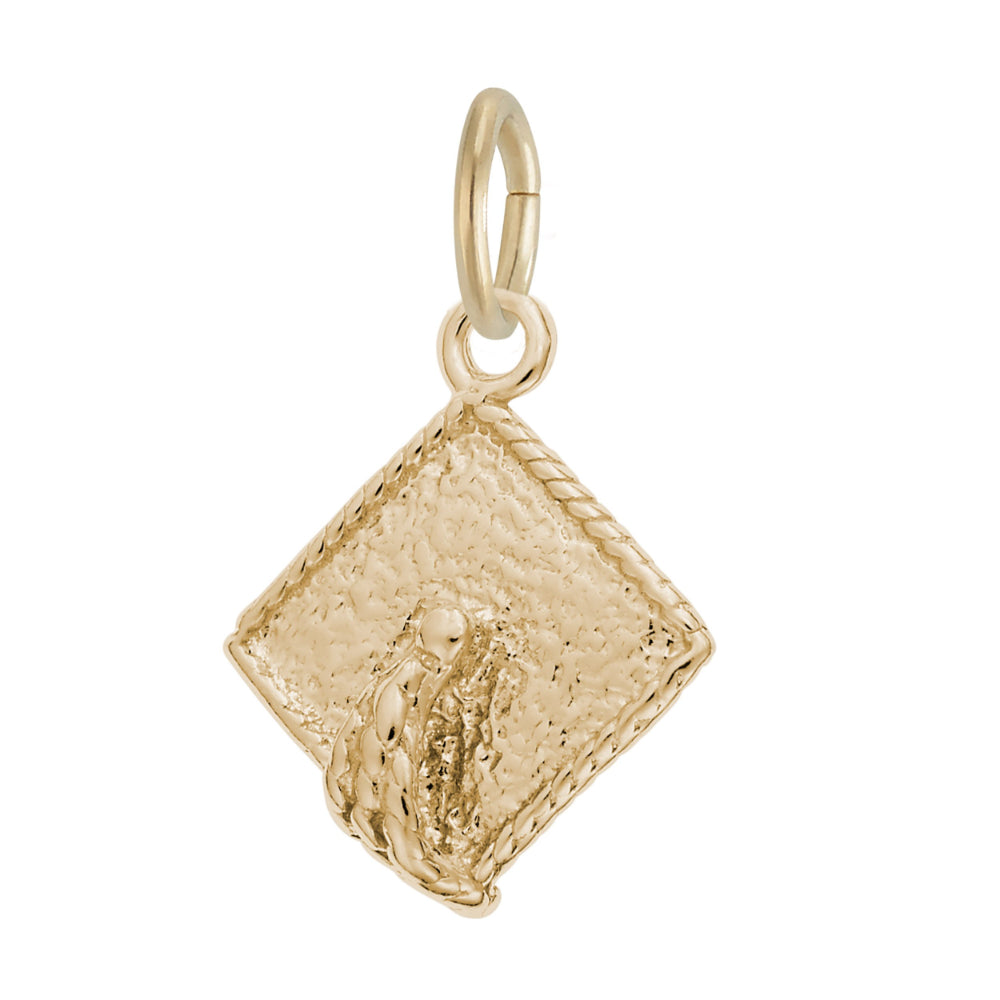 Textured Gold Grad Cap  charm on a white background