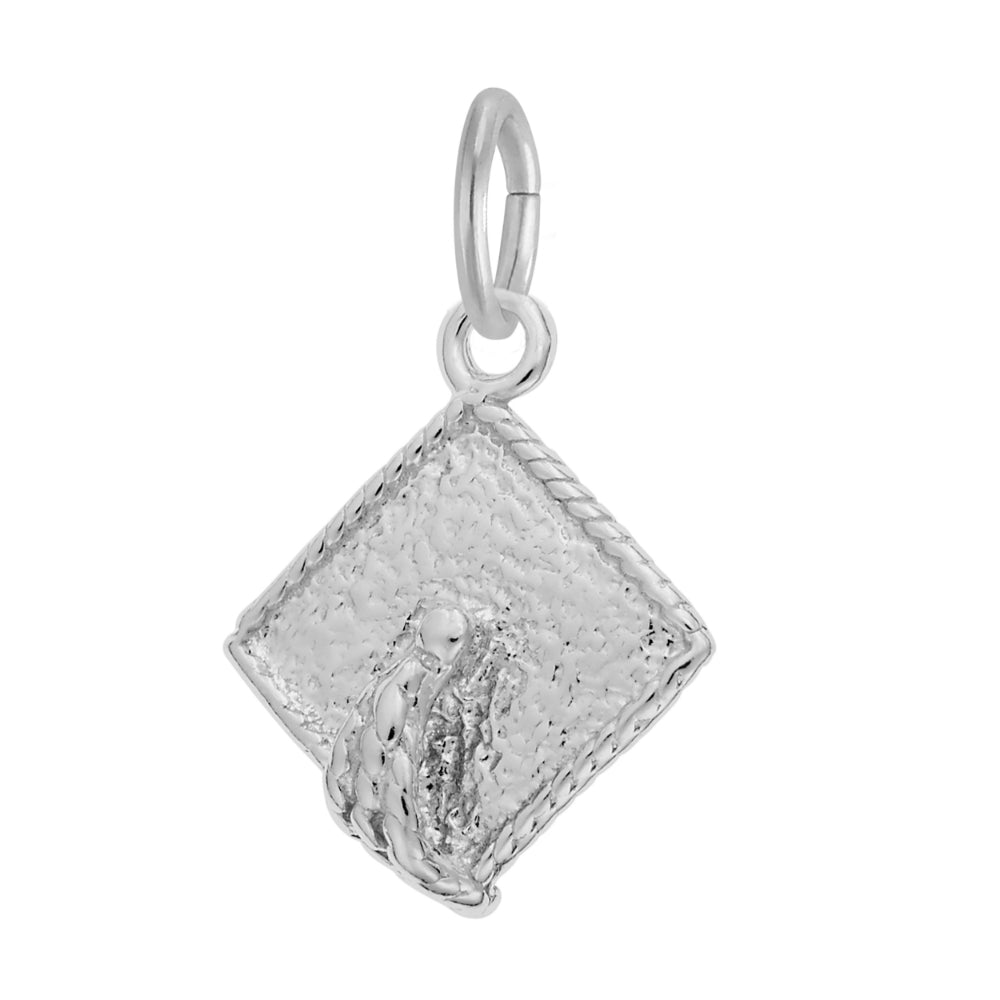 Textured Silver Grad Cap  charm on a white background