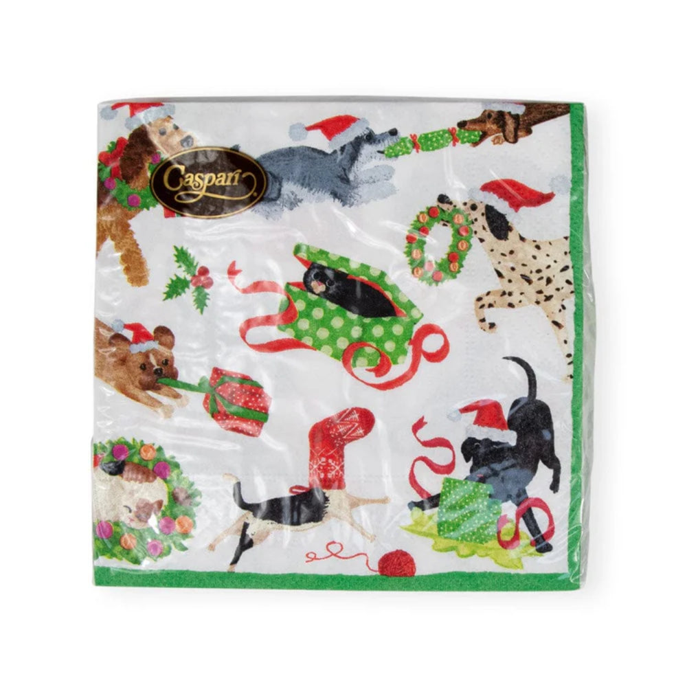 Caspari Christmas Mischief Cocktail Napkins - Set of 20
