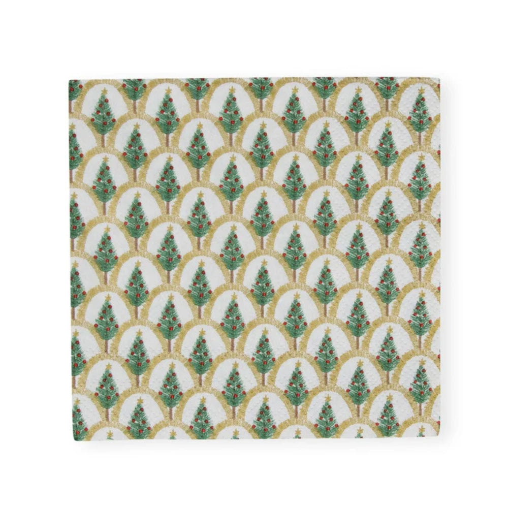 Caspari Deco Christmas Gold Cocktail Napkins - Set of 20