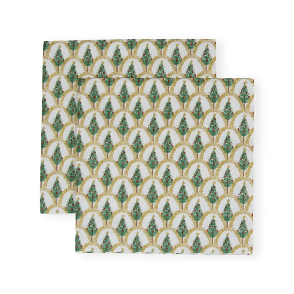 Caspari Deco Christmas Gold Cocktail Napkins - Set of 20