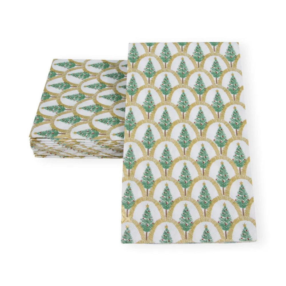 Caspari Deco Christmas Gold Guest Towel Napkins - Set of 15