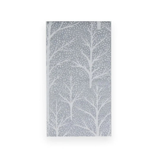 Caspari Winter Trees Silver & White Guest Towel Napkins - Set of 15