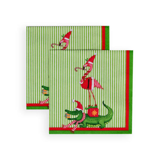 Caspari Zooey Christmas Cocktail Napkins - Set of 20