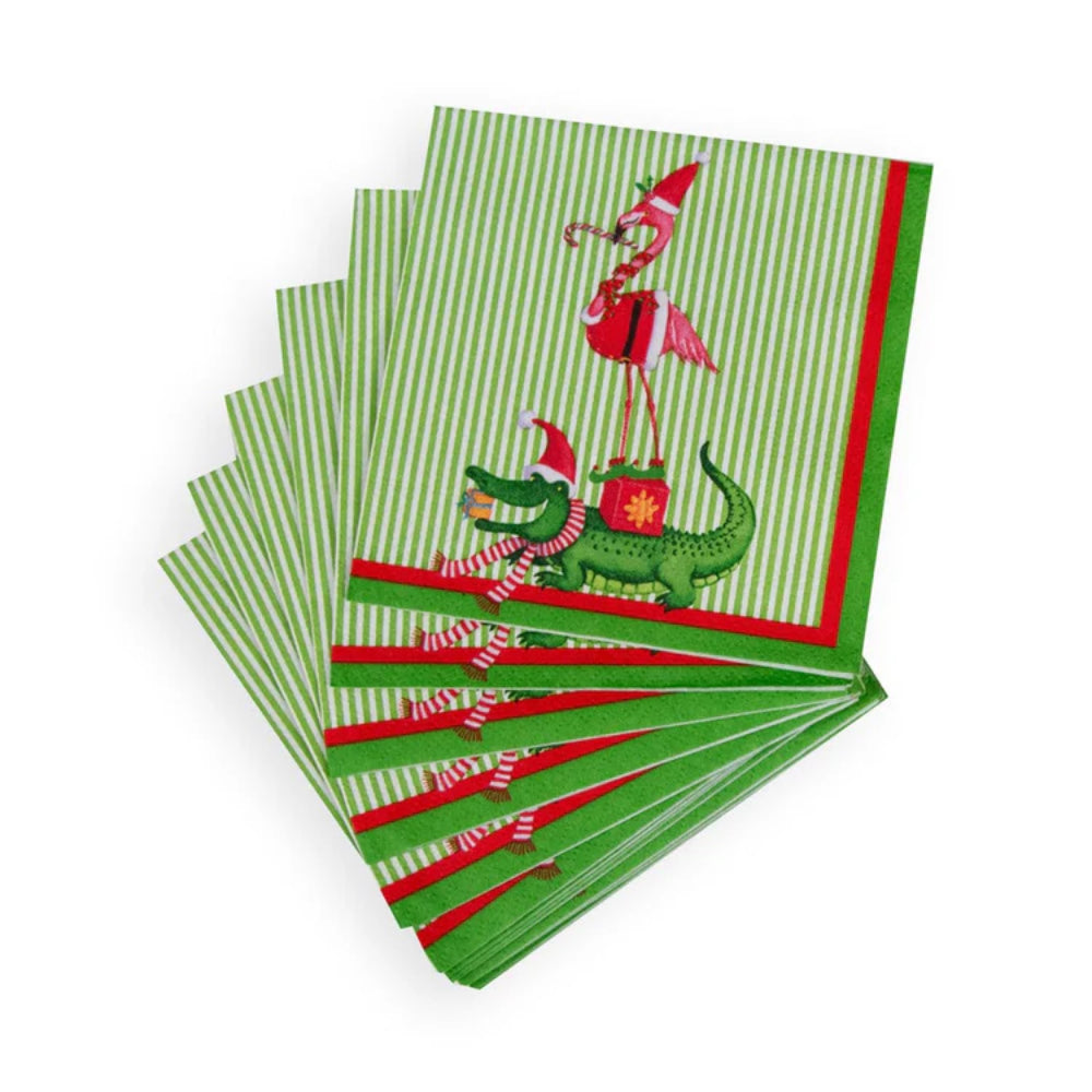 Caspari Zooey Christmas Cocktail Napkins - Set of 20