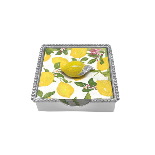 Mariposa Lemon Beaded Napkin Box Set