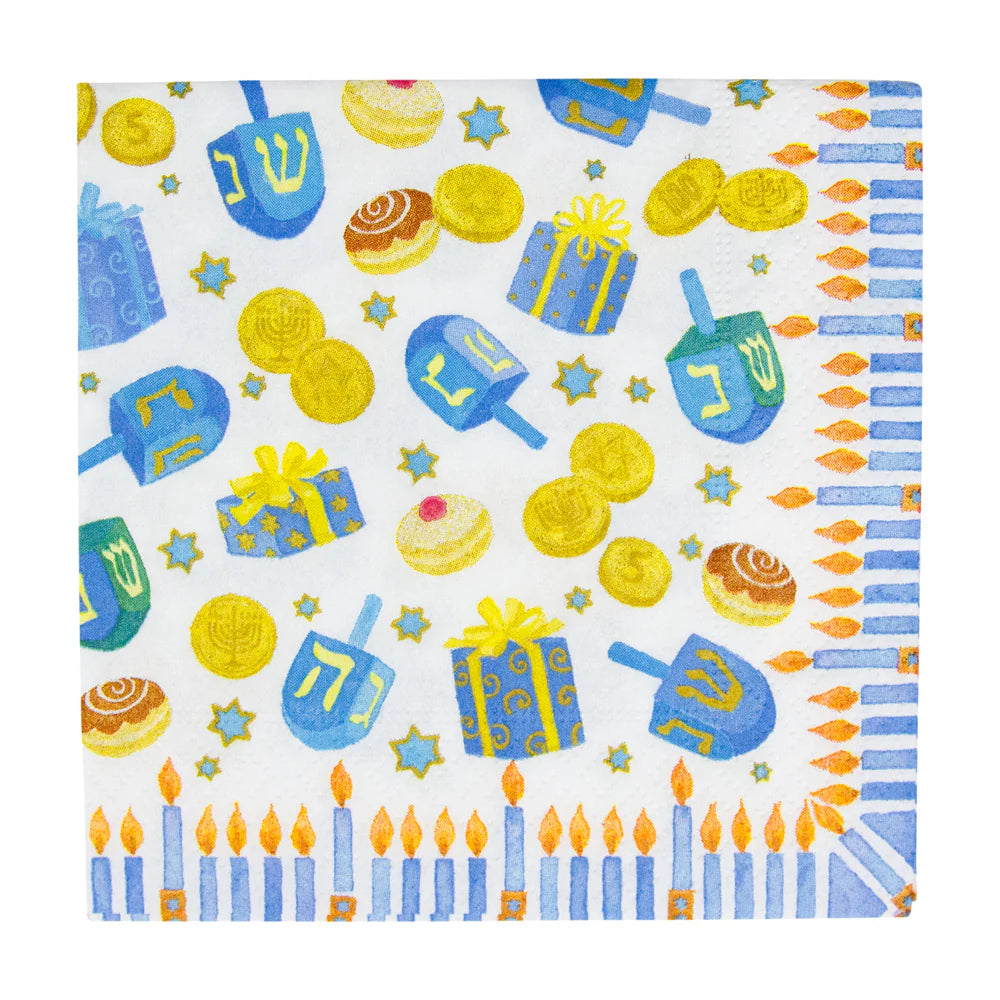 Caspari Dreidel Cocktail Napkins - Package of 20