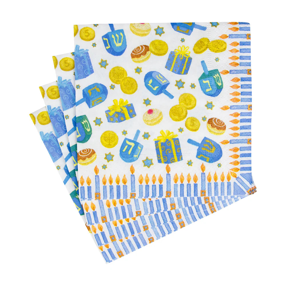 Caspari Dreidel Cocktail Napkins - Package of 20