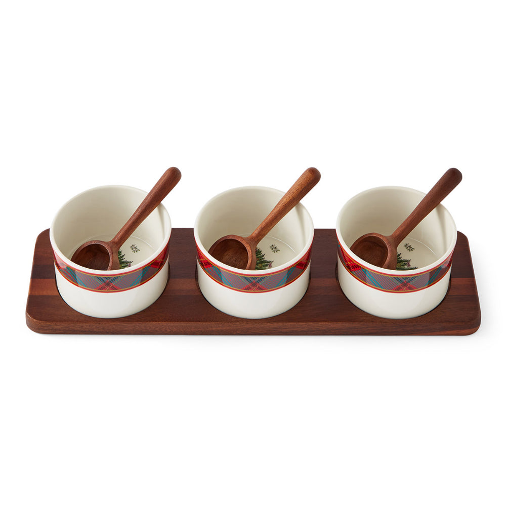 Spode Christmas Tree Tartan 7 Piece Condiment Set
