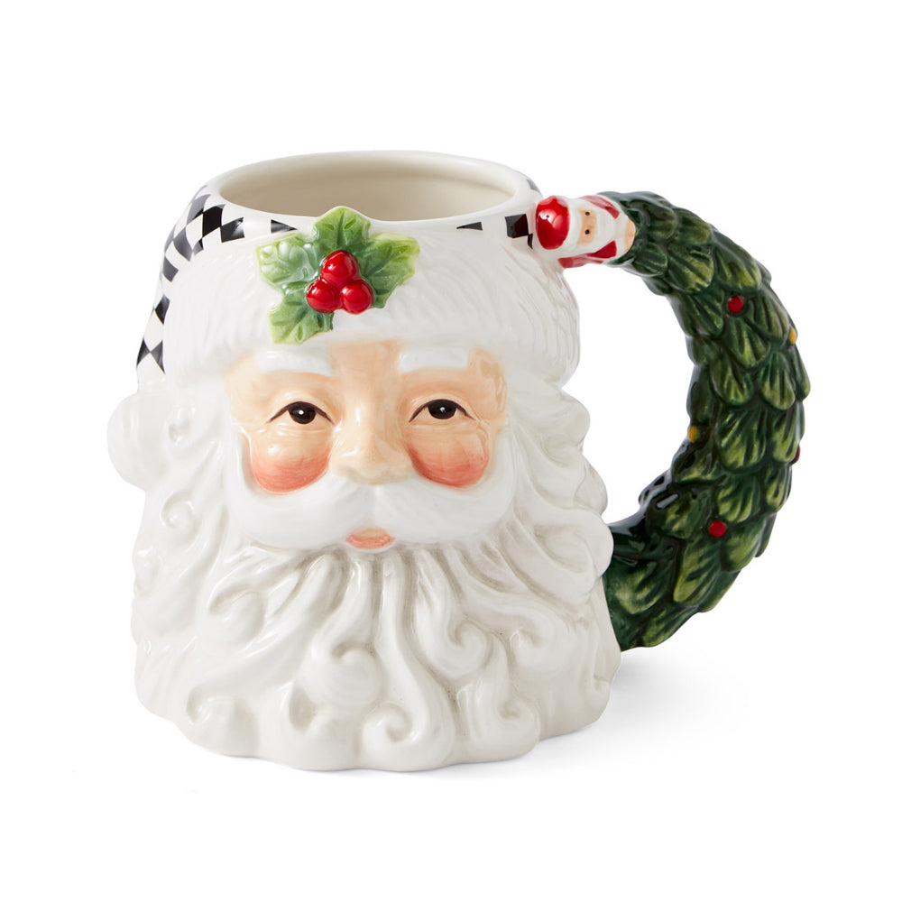 Spode Christmas Tree Black and White Santa Toby Mug