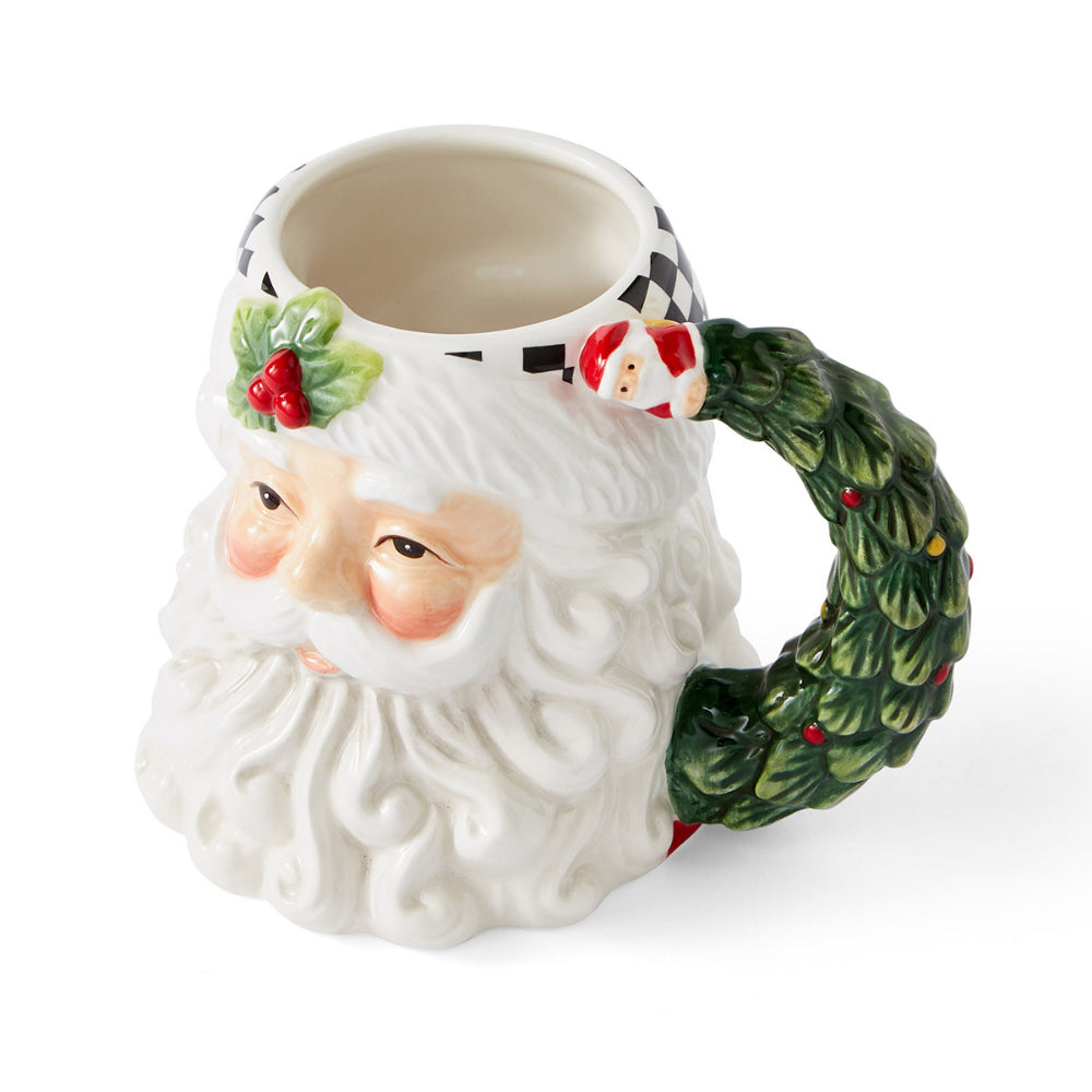 Spode Christmas Tree Black and White Santa Toby Mug