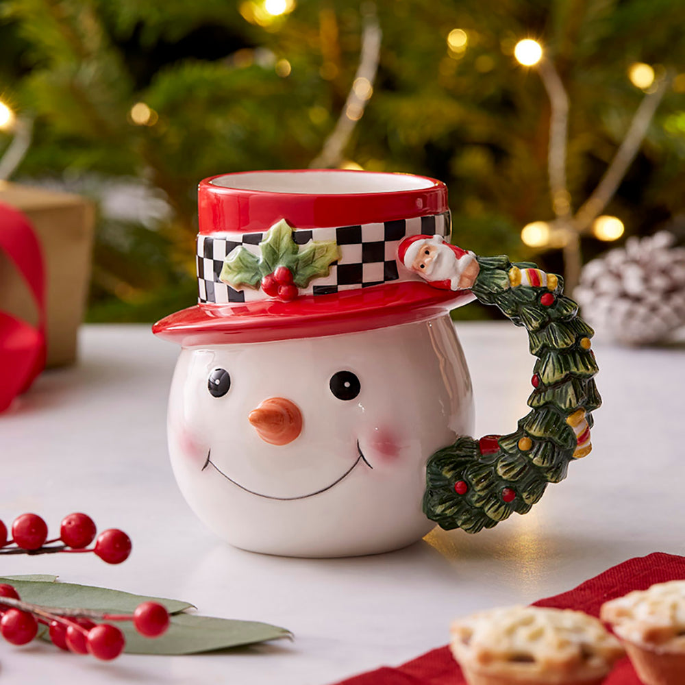 Spode Christmas Tree Black and White Snowman Mug
