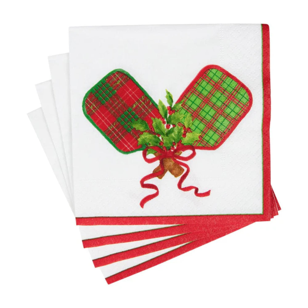 Caspari Christmas Pickleball Cocktail Napkins - Set of 20