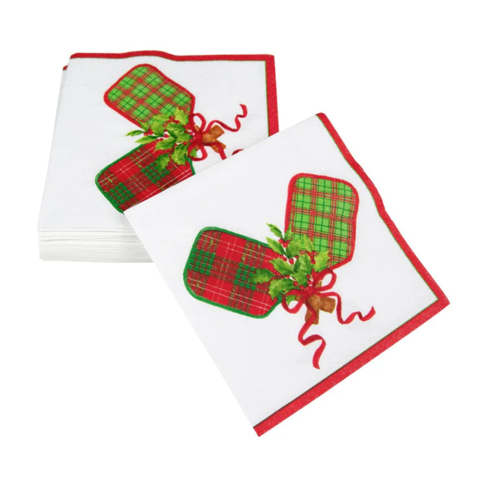 Caspari Christmas Pickleball Cocktail Napkins - Set of 20