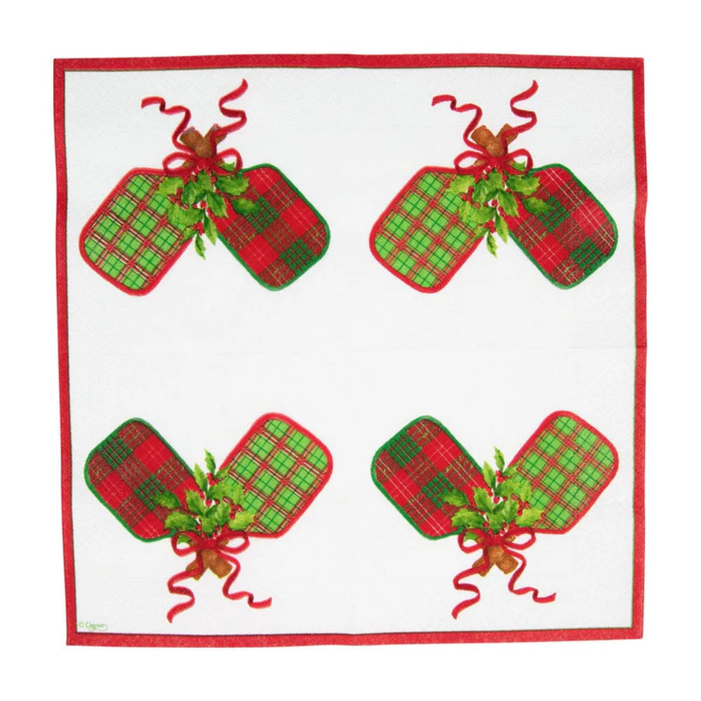 Caspari Christmas Pickleball Cocktail Napkins - Set of 20