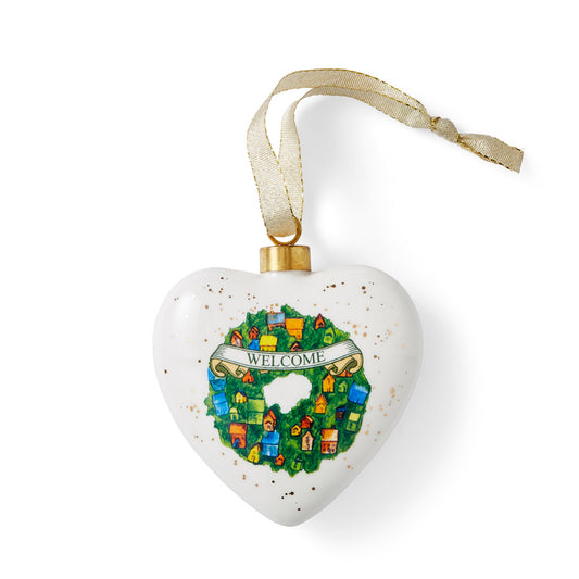 Spode Kit Kemp Heart-Shaped Bauble - Wreath