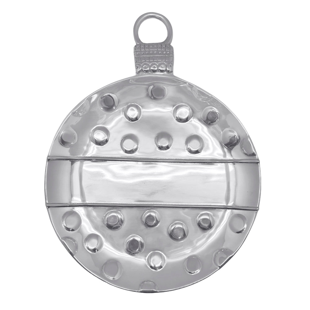 Silver engravable ornament designed plate on a white background