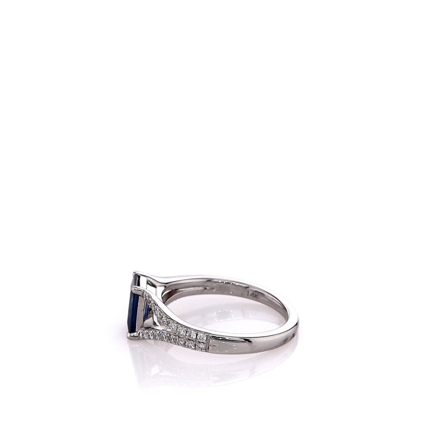 Imagine 14k White Gold Sapphire and Diamond Split Shank Ring