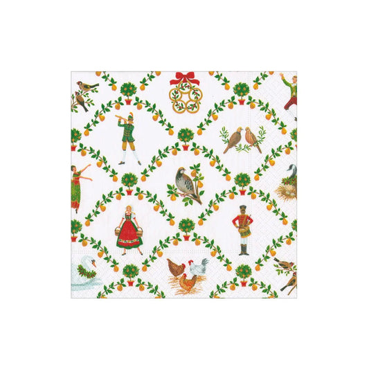 Caspari On The Twelfth Day Cocktail Napkins