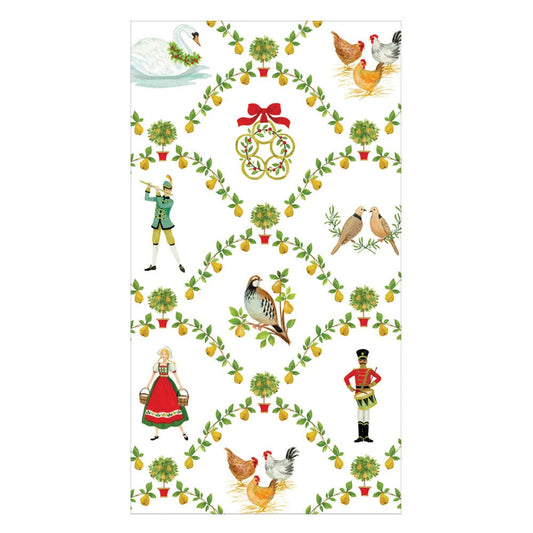 Caspari On the Twelfth Day Guest Towels - Set of 15