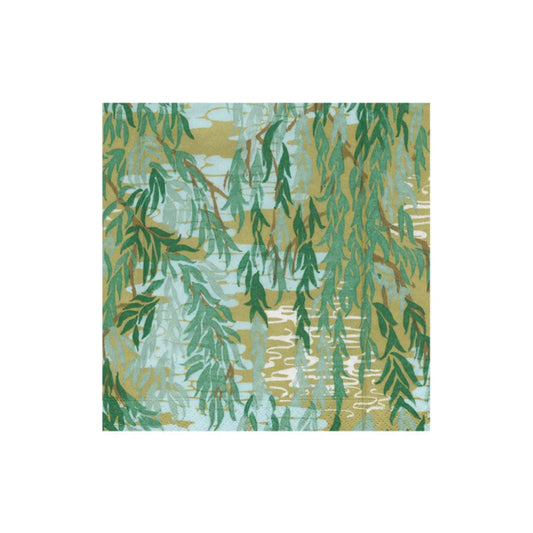 Caspari Willows Green Cocktail Napkins - Set of 20