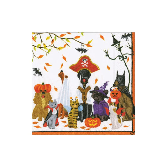 Caspari Halloween Pets Recycled Cocktail Napkins - Set of 20