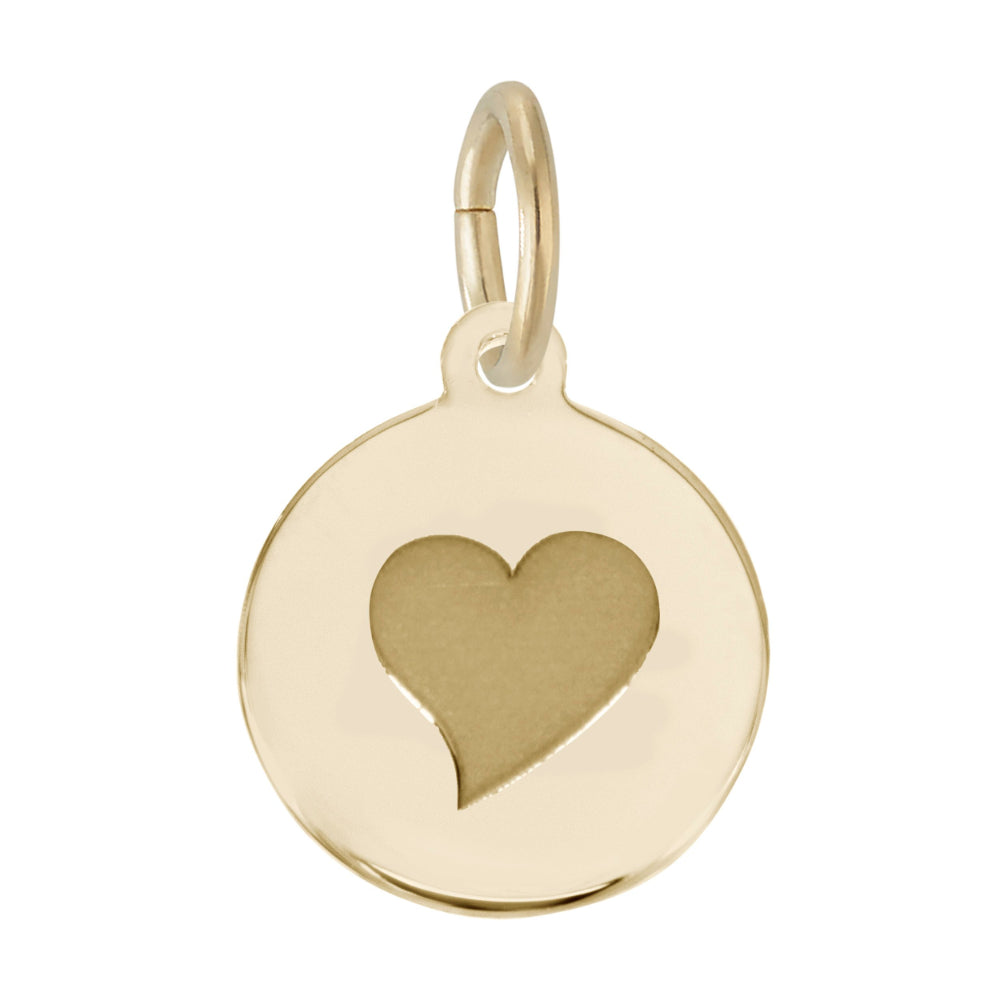 Gold Disc Charm with engraved Heart